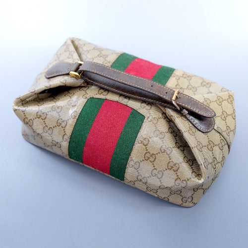 OLD Gucci 60ｓクリスタルGG  ランチバッグ（茶）