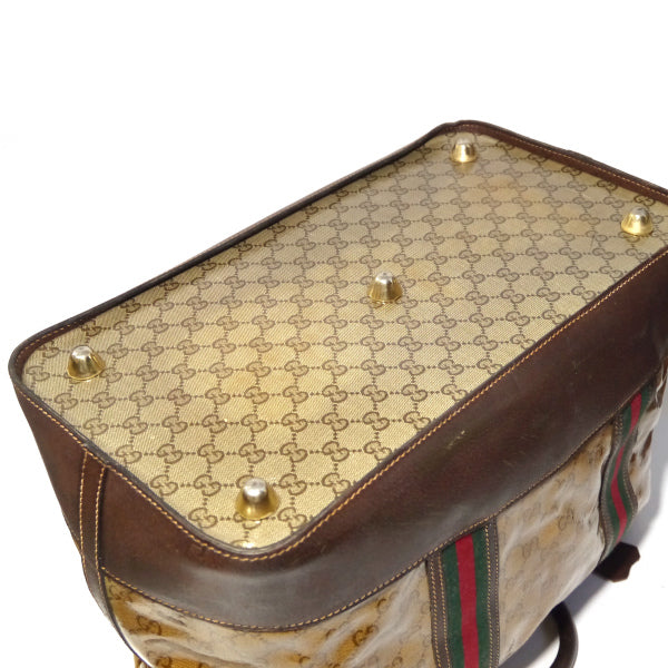 OLD Gucci お宝!!60sクリスタルGG大型Wシェリーボストン（茶）