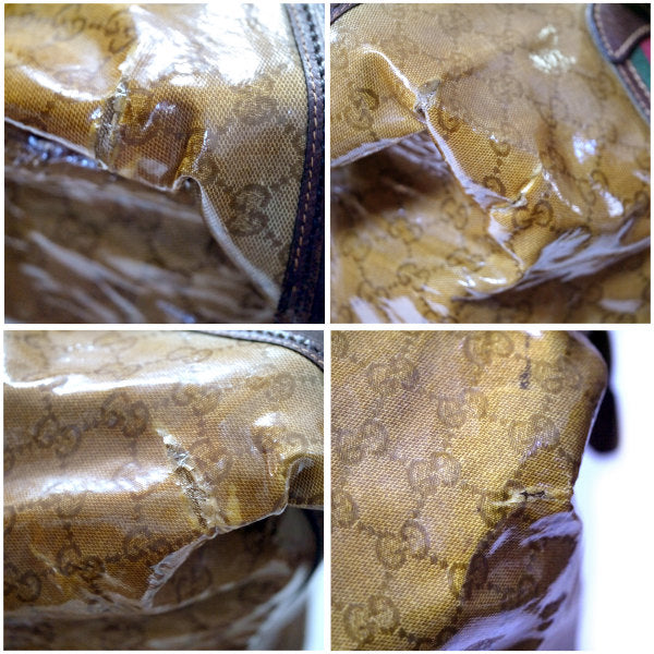 OLD Gucci お宝!!60sクリスタルGG大型Wシェリーボストン（茶）
