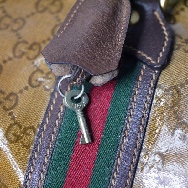 OLD Gucci お宝!!60sクリスタルGG大型Wシェリーボストン（茶）