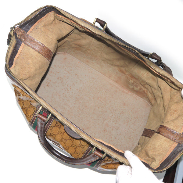 OLD Gucci お宝!!60sクリスタルGG大型Wシェリーボストン（茶）