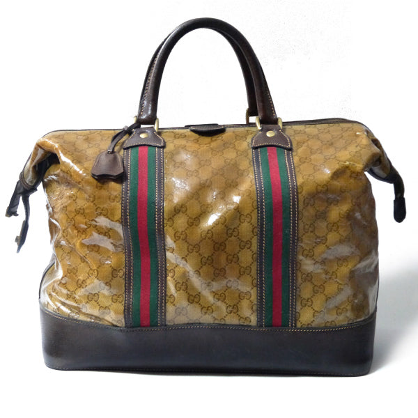 OLD Gucci お宝!!60sクリスタルGG大型Wシェリーボストン（茶）