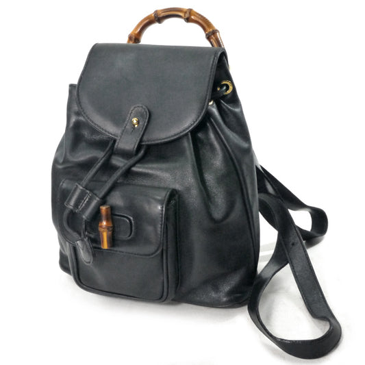 OLD Gucci バンブー レザーミニリュック（黒）