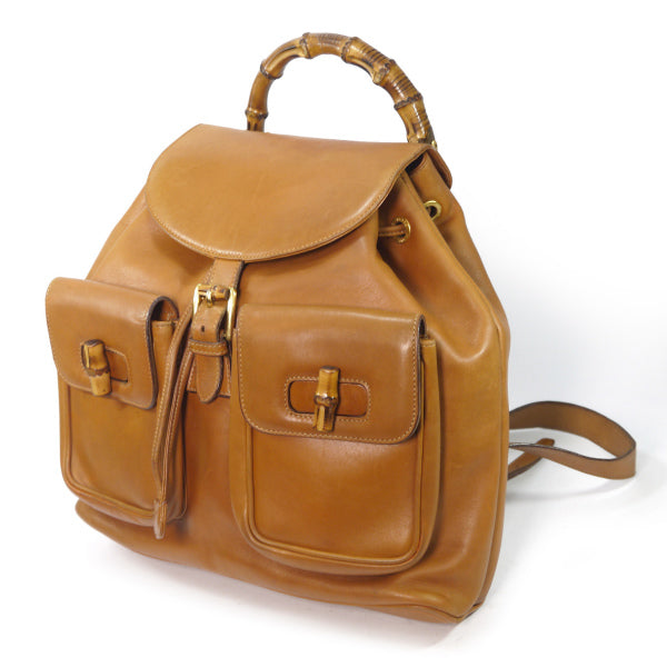 OLD Gucci 総皮バンブーリュック（キャメル）