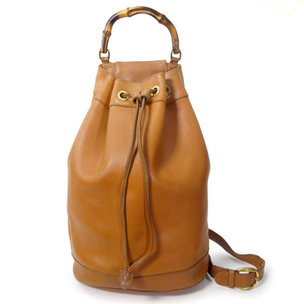 OLD Gucci バンブー巾着ワンショルダーリュック（茶）