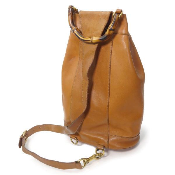 OLD Gucci バンブー巾着ワンショルダーリュック（茶）