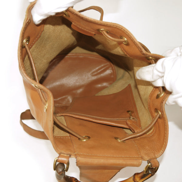 OLD Gucci バンブー巾着ワンショルダーリュック（茶）