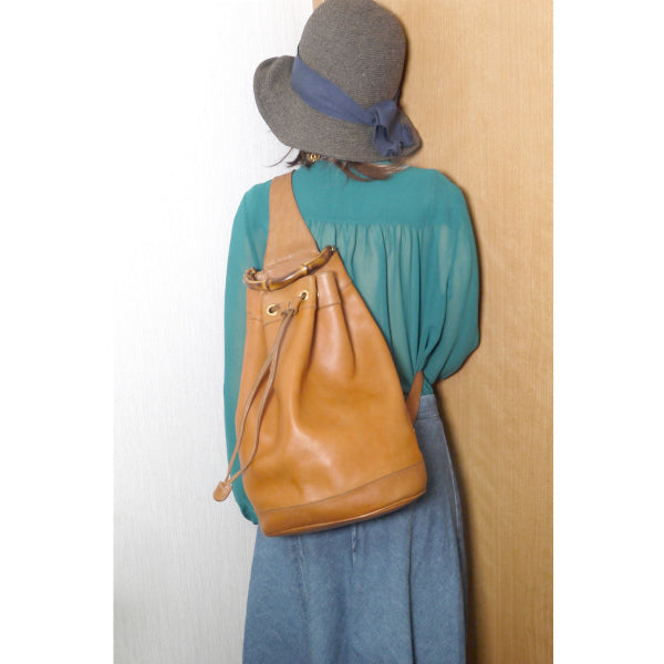 OLD Gucci バンブー巾着ワンショルダーリュック（茶）