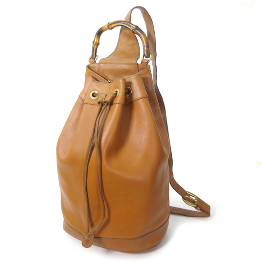 OLD Gucci バンブー巾着ワンショルダーリュック（茶）