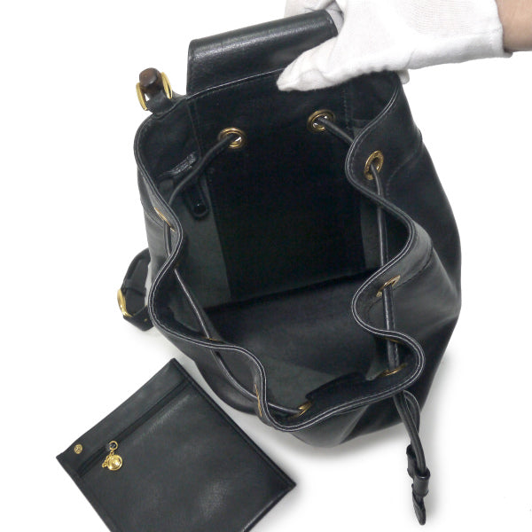 OLD Gucci バンブーレザー巾着ワンショルダーリュック（黒）