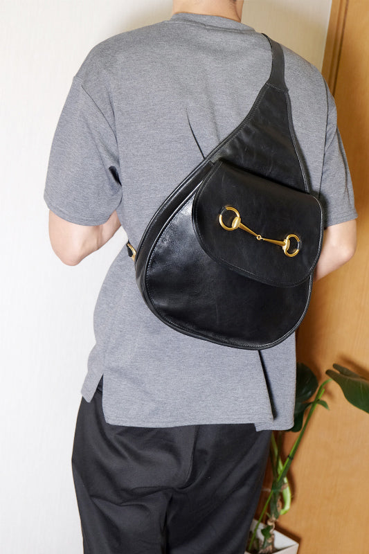 OLD Gucci    総革ホースビット金具　デイパック(黒）