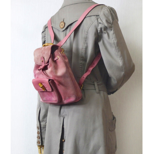 OLD Gucci レア!バンブー スエードミニリュック（ピンク） – Vintage