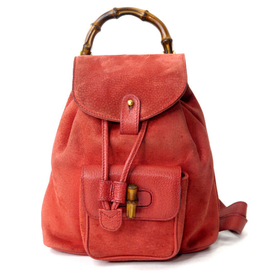 OLD Gucci レア!バンブー スエードミニリュック（赤）