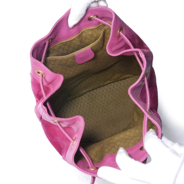 OLD Gucci　スエードバンブー巾着リュック（ピンク）