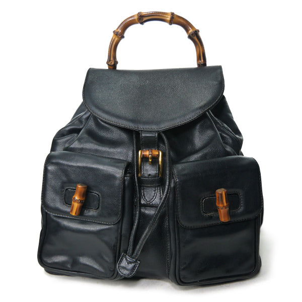 OLD Gucci バンブー レザーリュック（黒）