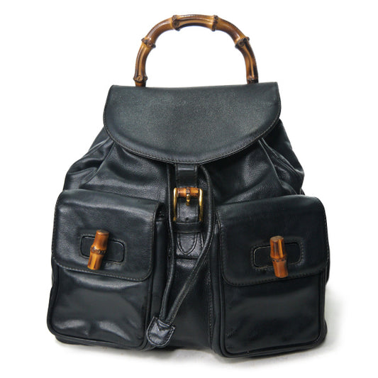 OLD Gucci バンブー レザーリュック（黒）