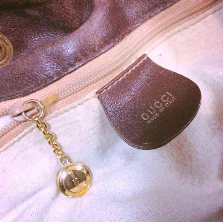 OLD Gucci 総皮　バンブーリュック（茶）