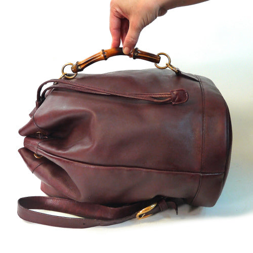 OLD Gucci 総皮　バンブーリュック（茶）