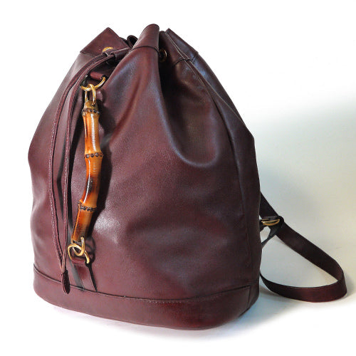 OLD Gucci 総皮　バンブーリュック（茶）