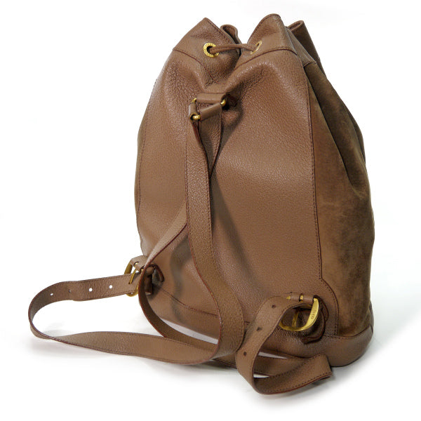 OLD Gucci ＜訳あり＞バンブー×スエード巾着リュック（茶）