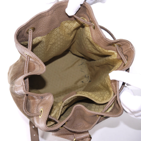 OLD Gucci ＜訳あり＞バンブー×スエード巾着リュック（茶）