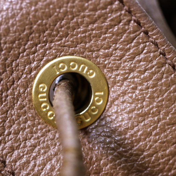 OLD Gucci ＜訳あり＞バンブー×スエード巾着リュック（茶）