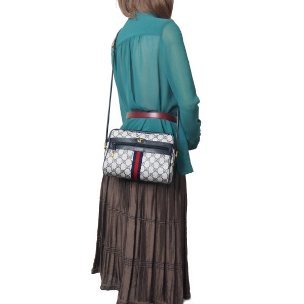 OLD Gucci　定番ショルダー縦シェリー（青・小）