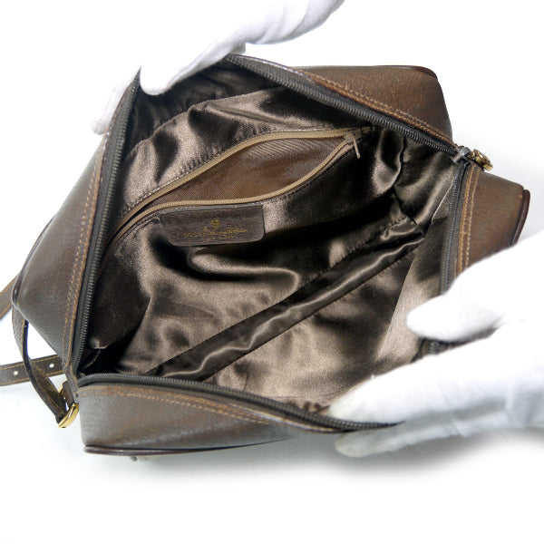 OLD Gucci　定番ショルダー横シェリー(茶・大）