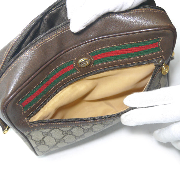 OLD Gucci　定番ショルダー横シェリー(茶・大）