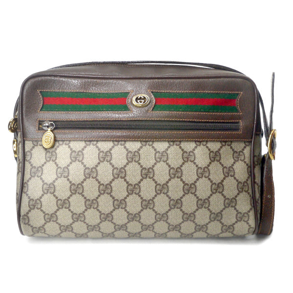 OLD Gucci　定番ショルダー横シェリー(茶・大）