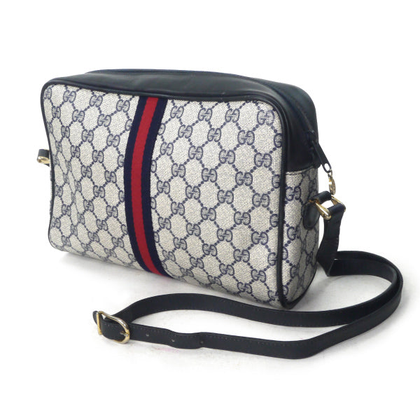 OLD Gucci　定番ショルダー縦シェリー（青・大）