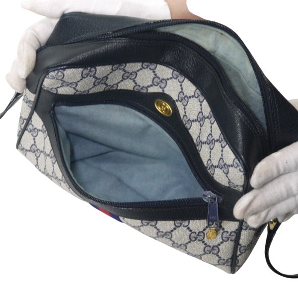 OLD Gucci定番ショルダー縦シェリー（青・大）