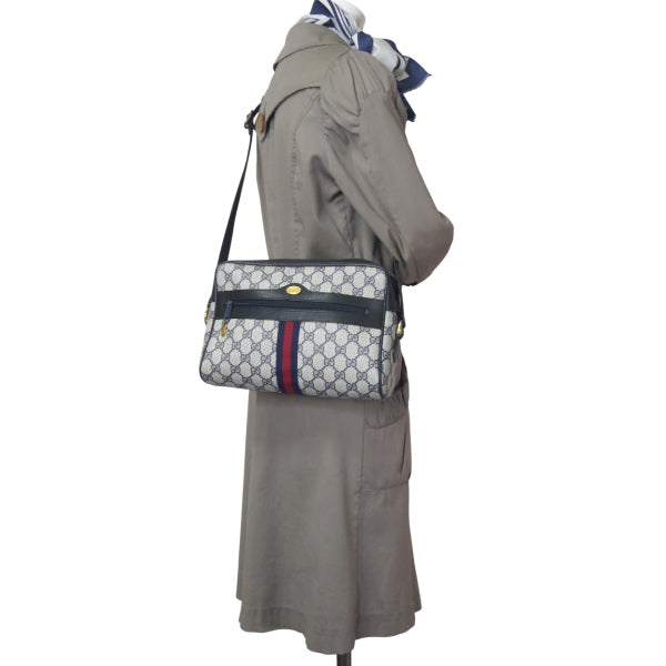 OLD Gucci定番ショルダー縦シェリー（青・大）