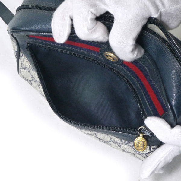 OLD Gucci　定番ショルダー横シェリー(青・小）