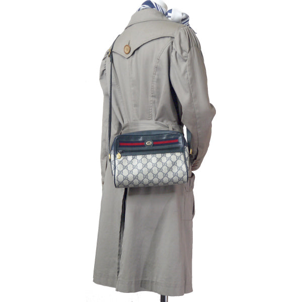 OLD Gucci　定番ショルダー横シェリー(青・小）