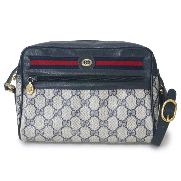 OLD Gucci　定番ショルダー横シェリー(青・小）
