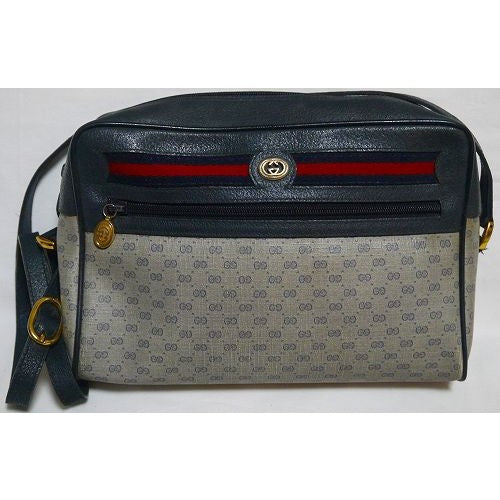 OLD Gucci定番ショルダー横シェリー(青・大）