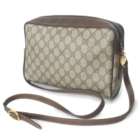 OLD Gucci 80s定番ショルダー横シェリー(茶・大）