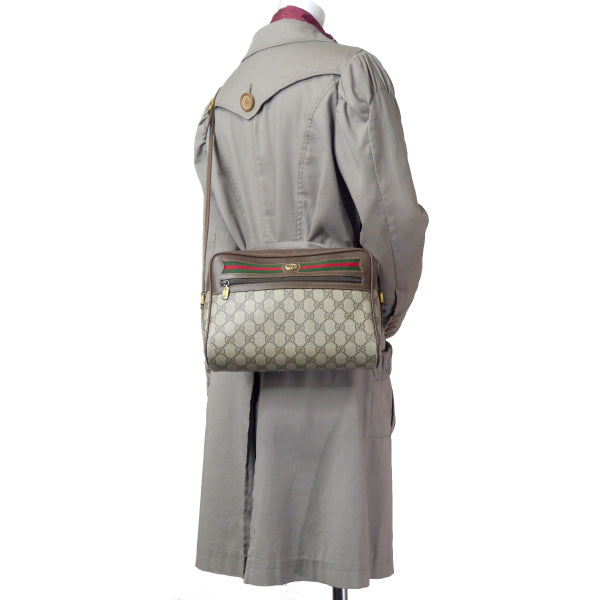 OLD Gucci 80s定番ショルダー横シェリー(茶・大）