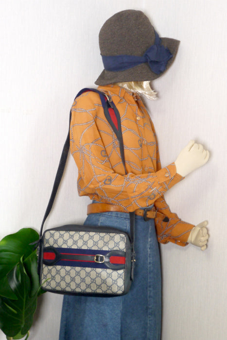 OLD Gucci　ベルト&シェリー　レアショルダー（青）