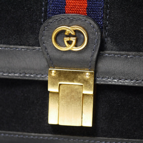 OLD Gucci　縦長ショルダー(スエード・濃紺）