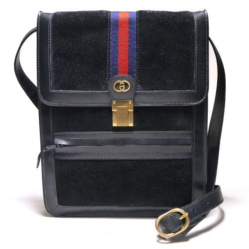 OLD Gucci　縦長ショルダー(スエード・濃紺）