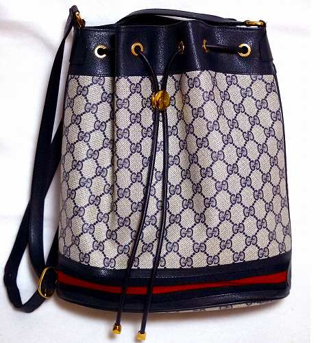OLD Gucci 巾着型ショルダー　（青）