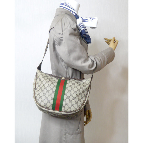 OLD Gucci　ハーフムーン型シェリーショルダー（茶）
