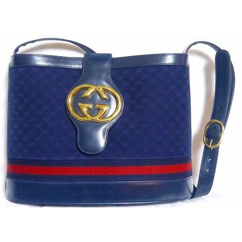 OLD Gucci 　G金具バケツ型ショルダー（青キャンパス）