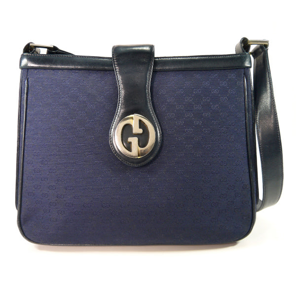 OLD Gucci 　1973マイクロGGバケツショルダー（紺ジャガード）