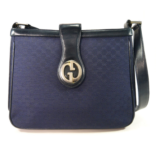 OLD Gucci 　1973マイクロGGバケツショルダー（紺ジャガード）