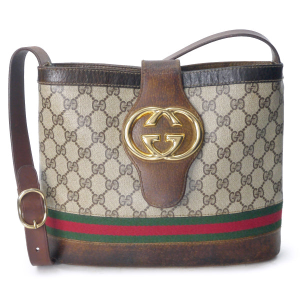 OLD Gucci GG金具バケツ型ショルダー（茶）