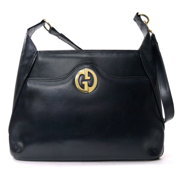 OLD Gucci 　1973総革ワンショルダー（黒）