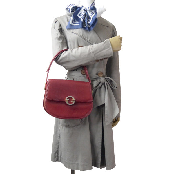 OLD Gucci　1973総革ショルダーバッグ（レッド）